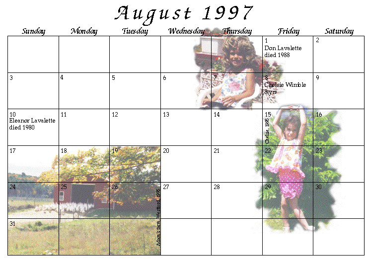 Wimble Family Calendar Selector